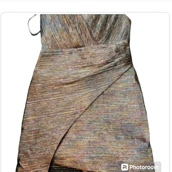 Gianni Bini metallic faux wrap sleeveless  mini cocktail dress - Picture 10 of 15
